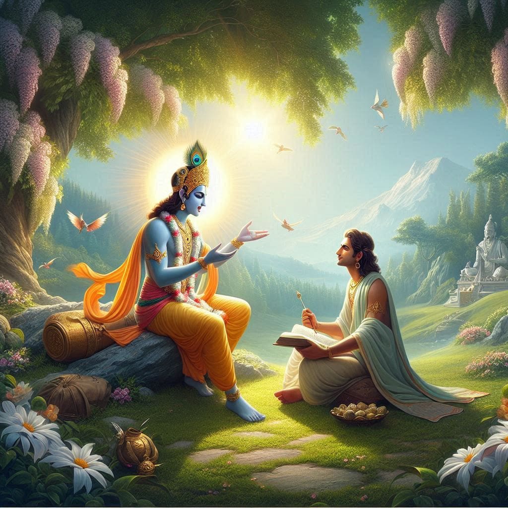 Krishna Delivering Gita To Arjuna